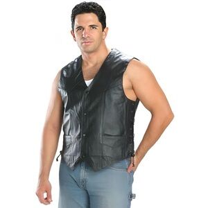 Classic Motorcycle Style Leather Waistcoat Vest